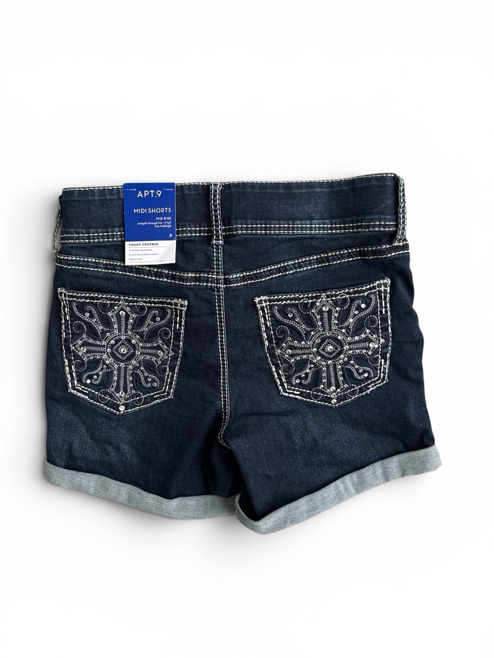 APT. 9 Woman's Midi Shorts Mid Rise Jean Shorts Size 8 NWT